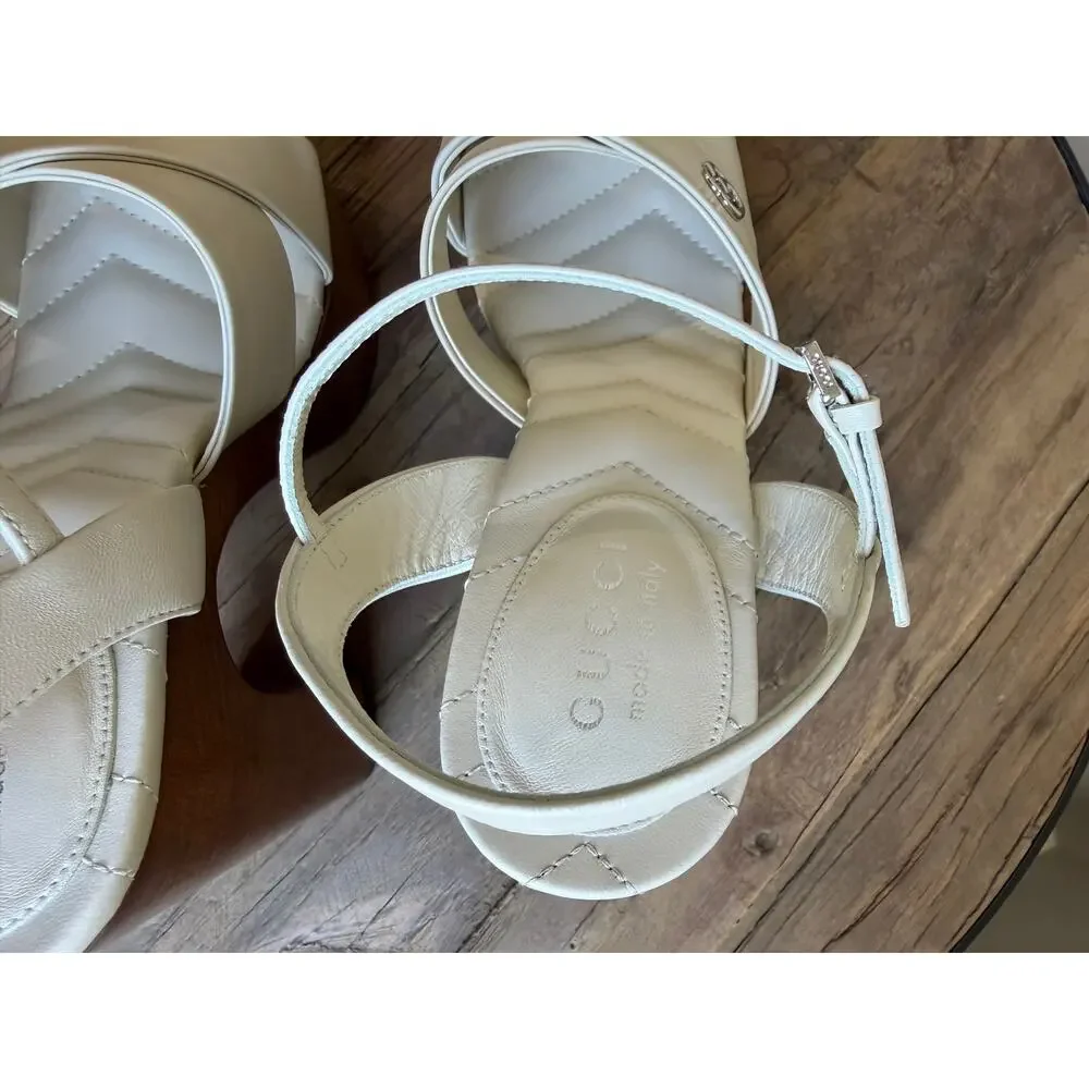 Gucci Platform Sandals White Leather Size 37.5 Brand New in Box - Picture 7 of 13